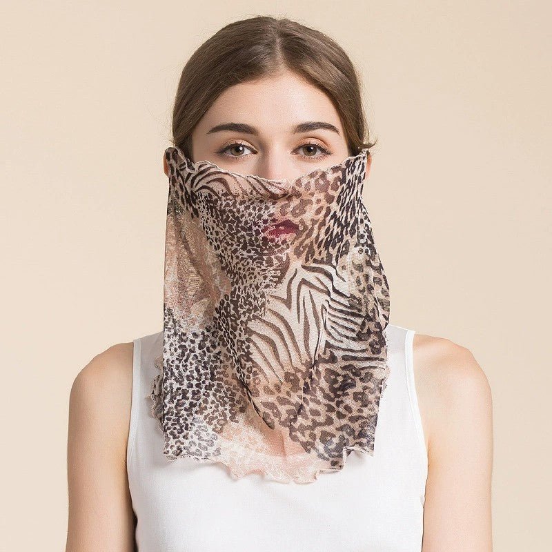 Silk Floral Printed Neck Gaiter Silk Face Masks Knitted Mesh Scarf for Women - slipintosoft