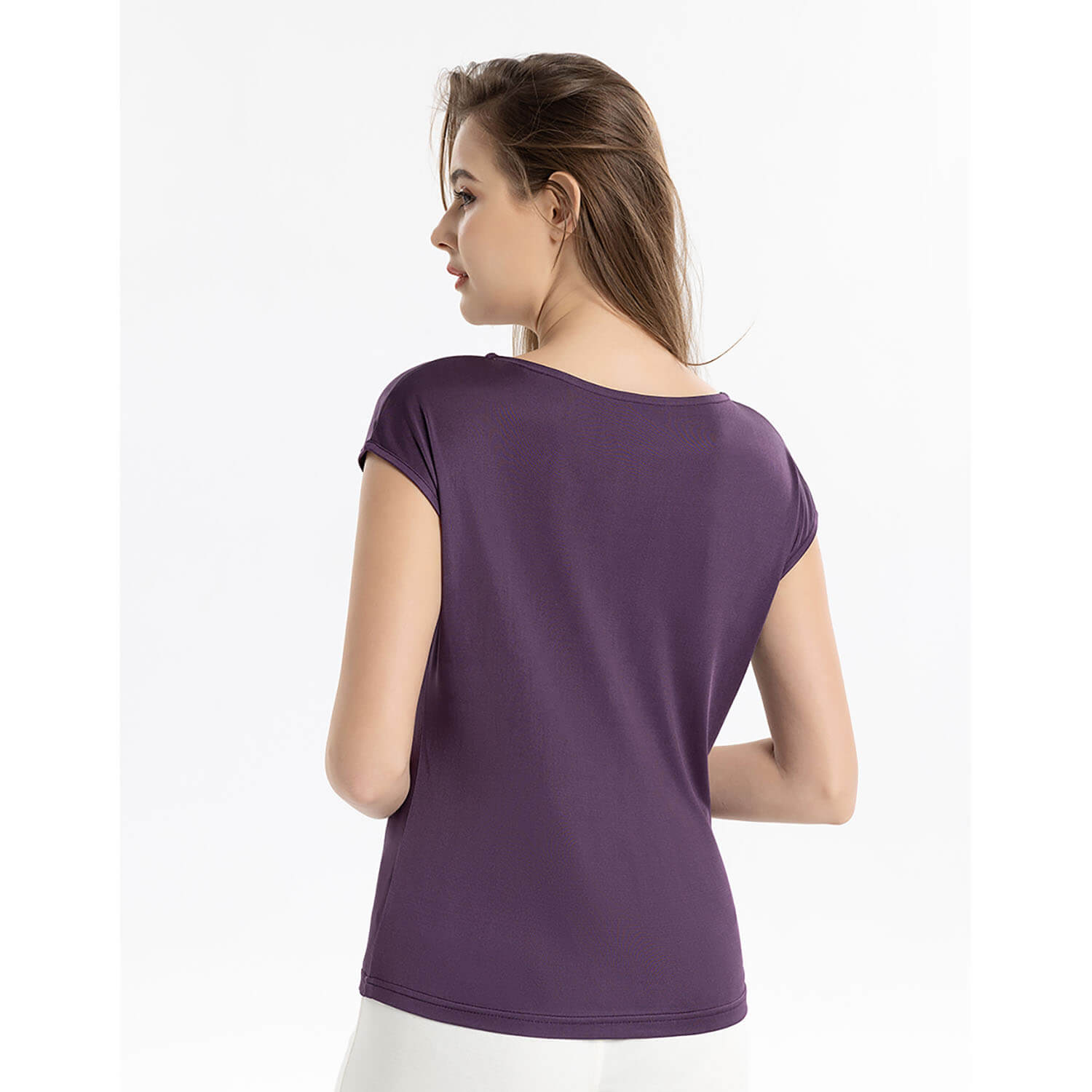 Silk knitted women's T-shirt slim vest mulberry silk round neck bottoming shirt - slipintosoft