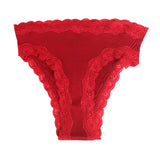 Silk panties women's thin breathable lace ribbed mulberry silk mid-waist briefs - slipintosoft