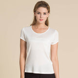 Silk round neck short sleeve women's T-shirt thin mulberry silk knitted bottoming shirt top - slipintosoft