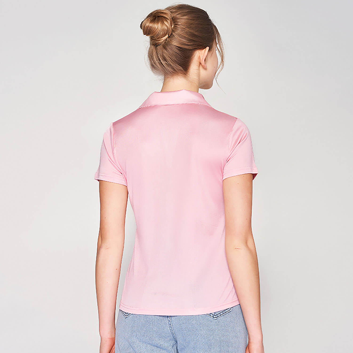 Silk short-sleeved T-shirt for women mulberry silk knitted V-shaped lapel top - slipintosoft