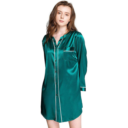 Silk Sleepshirt For Women Mulberry Button Down Silk Nightshirt