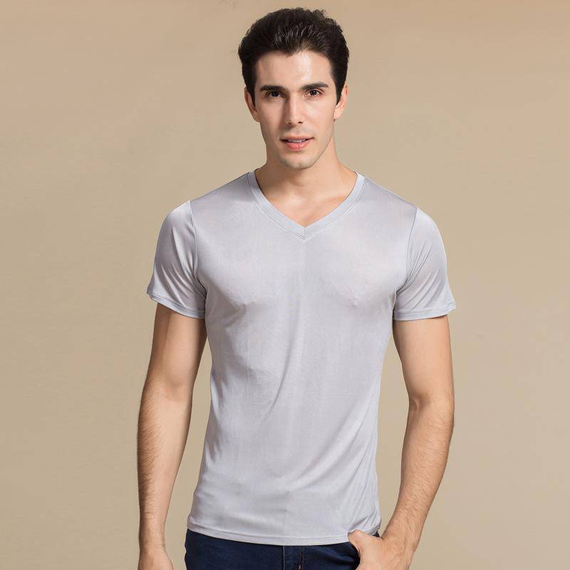 Silk Tee For Mens Silk Knitted V Neck T Shirts Silk Undershirts