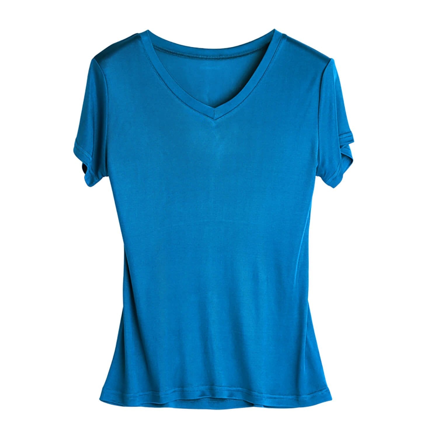 Silk v-neck short-sleeved t-shirt women's silk bottoming shirt women's top - slipintosoft