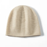 Pure Cashmere Cap with Curl Edge Solid  Cashmere Hat Cashmere Crochet Beanie