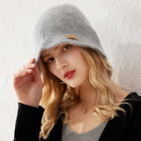 Womens Cashmere Bucket Hat Cashmere Knit Cloche Hat for Fall Winter