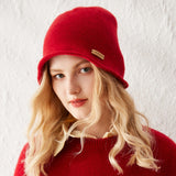 Womens Cashmere Bucket Hat Cashmere Knit Cloche Hat for Fall Winter