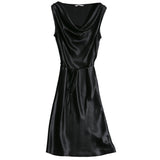 22 Momme Elegant Sleeveless Women's Silk Dress Cowl Neck Midi Silk Dress - slipintosoft