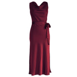 Ladies sleeveless Cowl Neck Silk Dress - slipintosoft