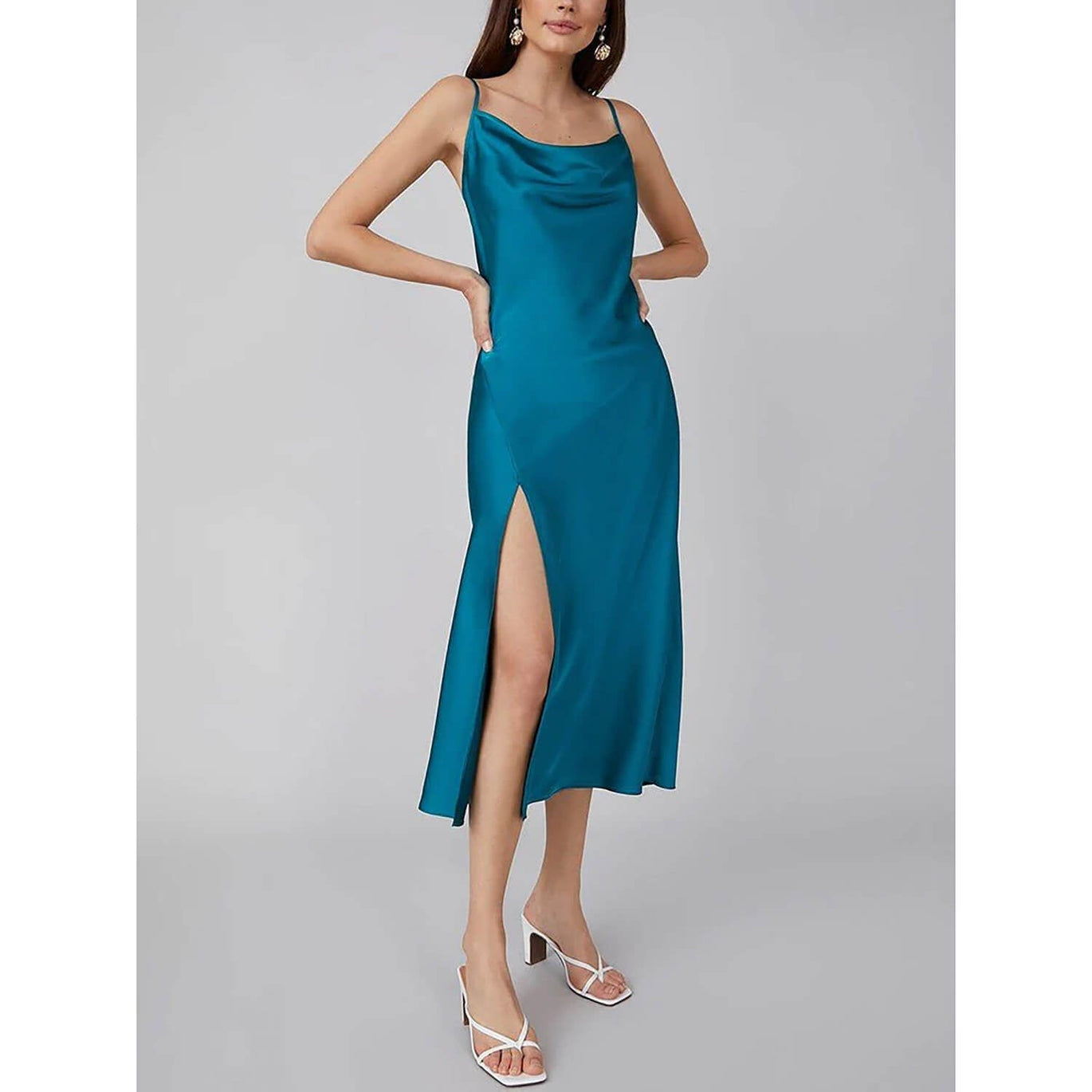green terry cloth dress Kiki Satin Maxi main image 0
