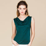 Summer silk swing collar sleeveless vest women's T-shirt mulberry silk knitted bottoming shirt women's top - slipintosoft