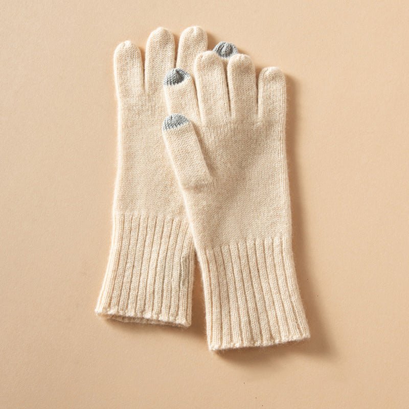 Touchscreen Cashmere Gloves Unisex Ribbed Cashmere Gloves