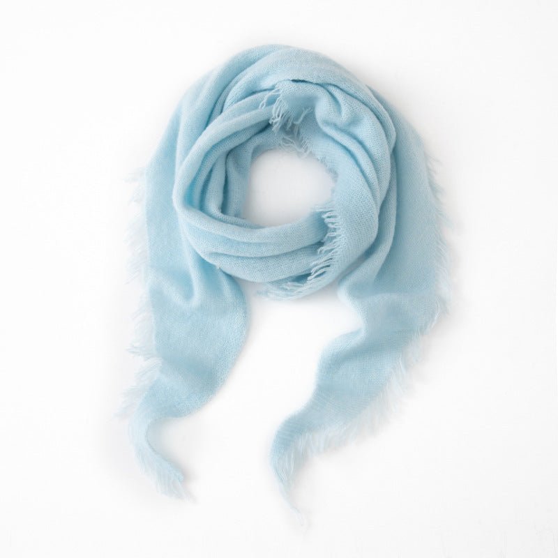 Triangle Cashmere Fringed Shawl Cashmere Scarf with Tassel Trim Cashmere Wrap