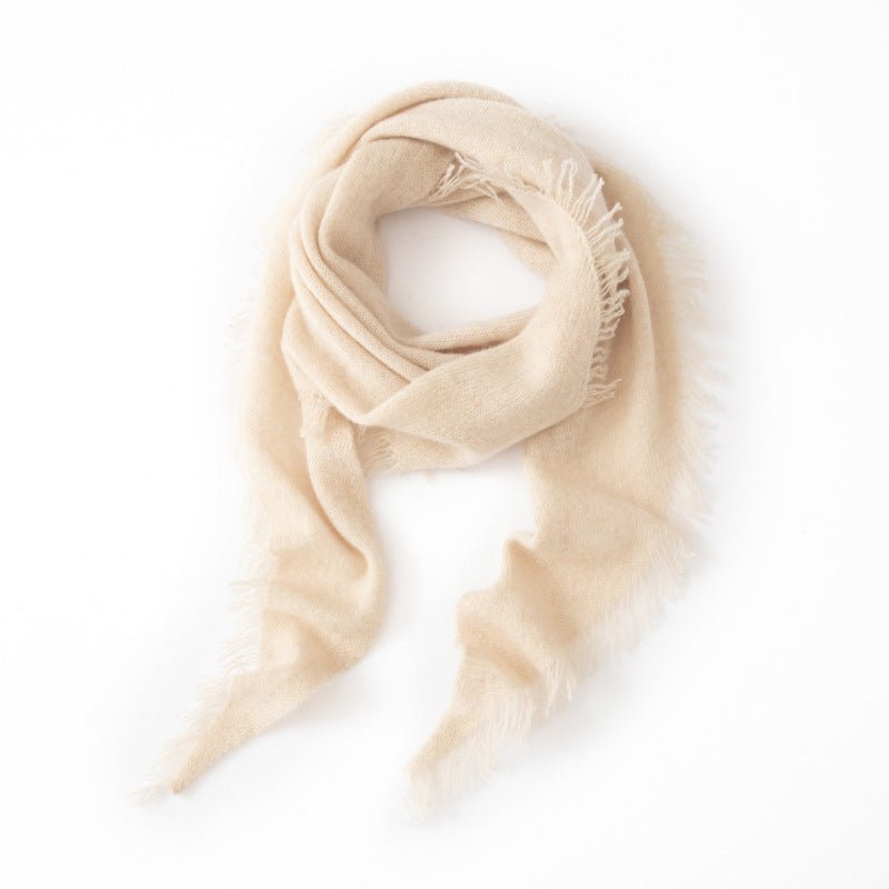 Triangle Cashmere Fringed Shawl Cashmere Scarf with Tassel Trim Cashmere Wrap