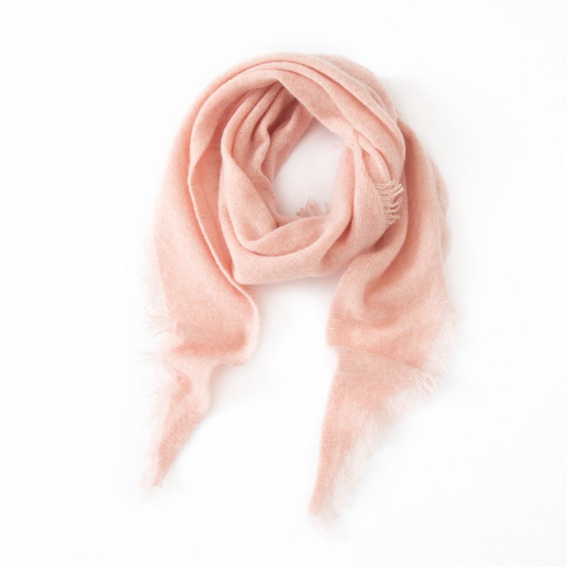 Triangle Cashmere Fringed Shawl Cashmere Scarf with Tassel Trim Cashmere Wrap