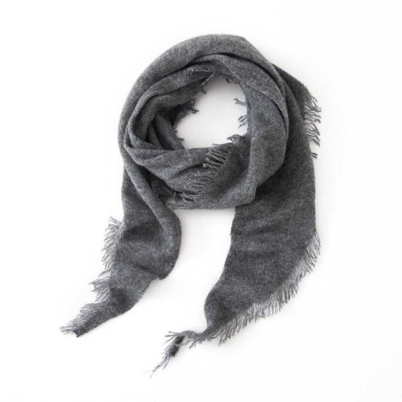 Triangle Cashmere Fringed Shawl Cashmere Scarf with Tassel Trim Cashmere Wrap