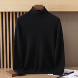 Turtleneck Cashmere Sweater for Men Soft Cashmere Pullover with Ribbing Edge Wool Cashmere Sweater for Men