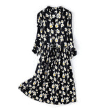 v neck long sleeve silk dress black silk dress silk midi dress silk floral dress for women silk dress - slipintosoft