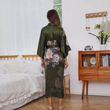 Vintage Flower Silk Kimono Robe - slipintosoft