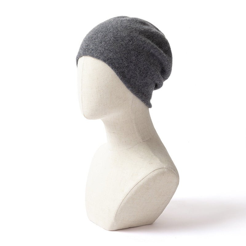 Women and Men Cashmere Beanie Hat Cashmere Double - Layered Ski Cap for Winter - slipintosoft