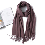 Women and Men Pure Cashmere Scarf Long Lightweight Cashmere Wrap Scarf with Tassel - slipintosoft