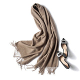 Women and Men Pure Cashmere Scarf Long Lightweight Cashmere Wrap Scarf with Tassel - slipintosoft