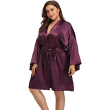 Women plus size silk Robes 100% Mulberry pure Silk Bathrobe With Belt