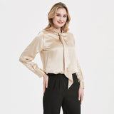 Women silk blouses Long Sleeves Ribbon Mulberry Office Silk Shirts