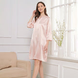 Women Silk Chemise  round neck 100% Mulberry pure Silk Nightdress