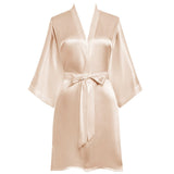 Classic Ladies Short Silk Robe 100% Mulberry Silk Robe With Belt Luxury Silk Bathrobe - slipintosoft