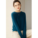 Women's 100% Superfine Cashmere Hollow-out knit Crewneck Sweater - slipintosoft