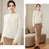 Women's 100% Superfine Cashmere Hollow-out knit Crewneck Sweater - slipintosoft