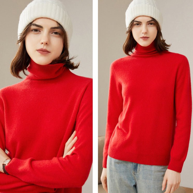 Women's 100% Superfine Cashmere Turtleneck Sweater - slipintosoft