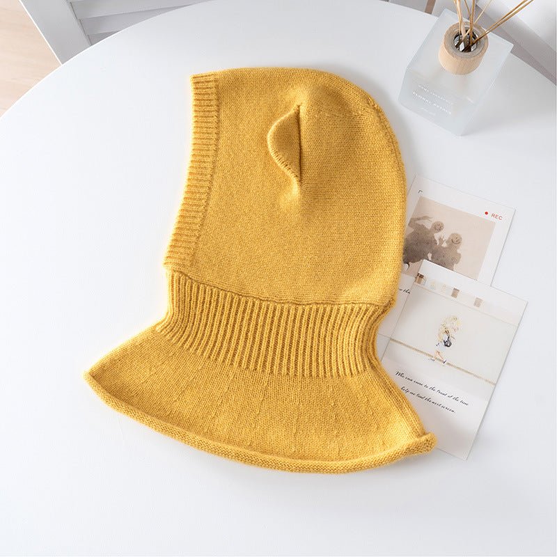 Womens Bear Ear Cashmere Balaclava Cute Cashmere Knit Hood
