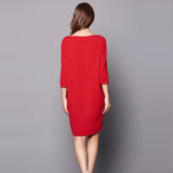 Womens Boat Neck Cashmere Dresses Half Sleeve Cashmere Sweater Dress - slipintosoft