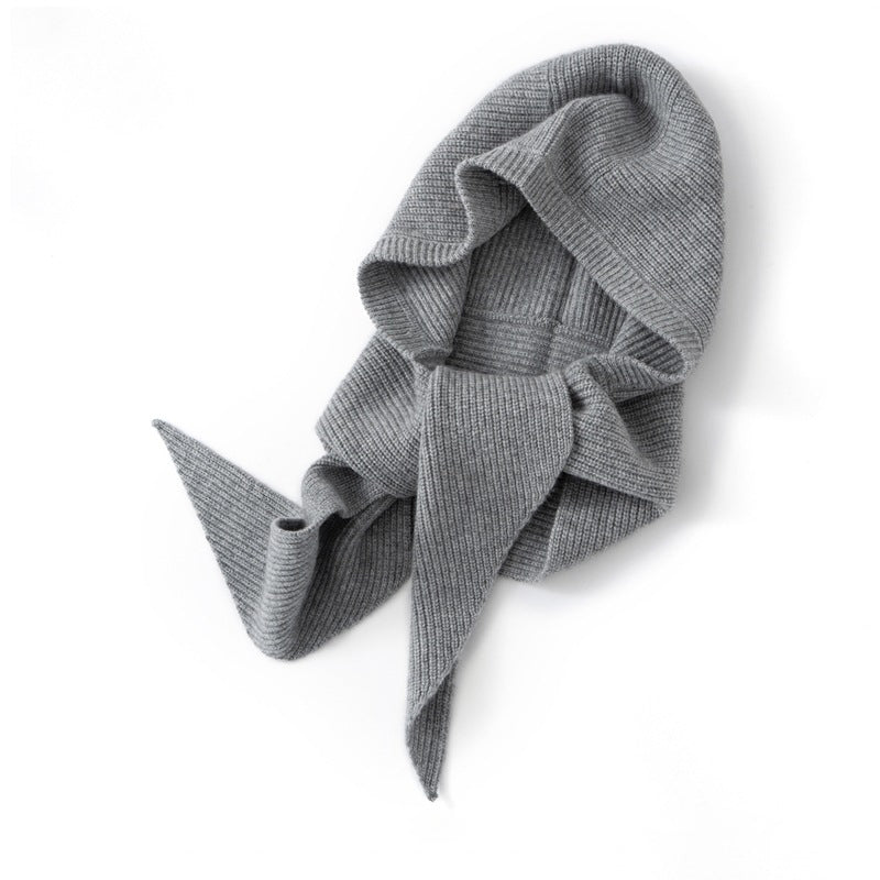 Womens Cashmere Balaclava Cashmere Hooded Scarf Cozy Knit Winter Wrap