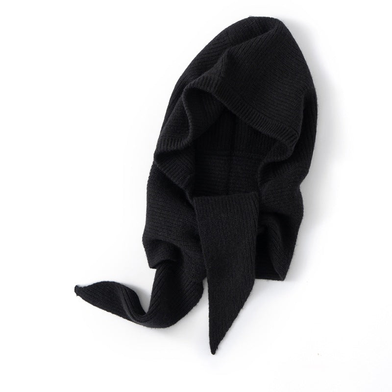 Womens Cashmere Balaclava Cashmere Hooded Scarf Cozy Knit Winter Wrap