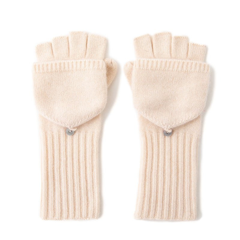 Womens Convertible Cashmere Knit Mittens Cashmere Flip Mittens