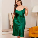 Women's Cowl Neck Plus Size Silk Nightgown Silk Slip Dress