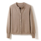 Womens Crew Neck Cashmere Cardigan Button - up Cashmere Sweater Coat