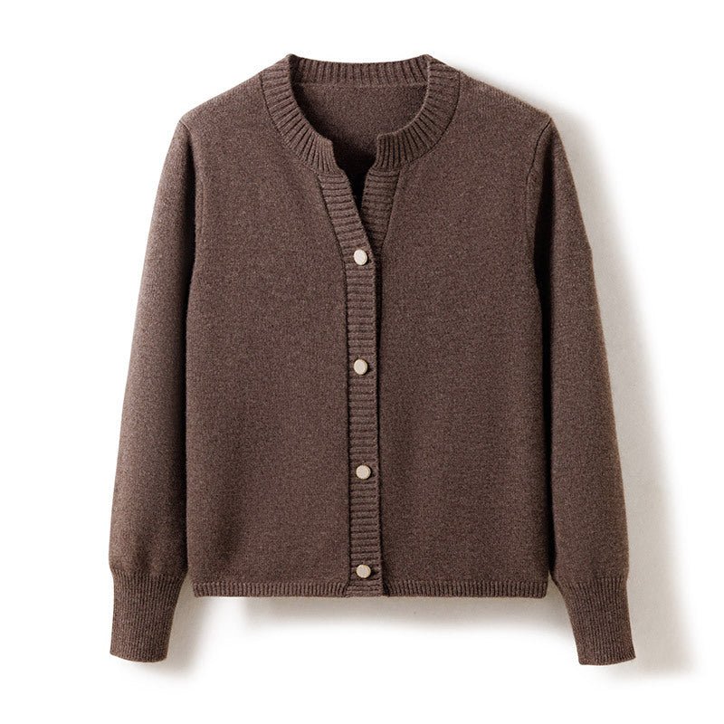 Womens Crew Neck Cashmere Cardigan Button - up Cashmere Sweater Coat