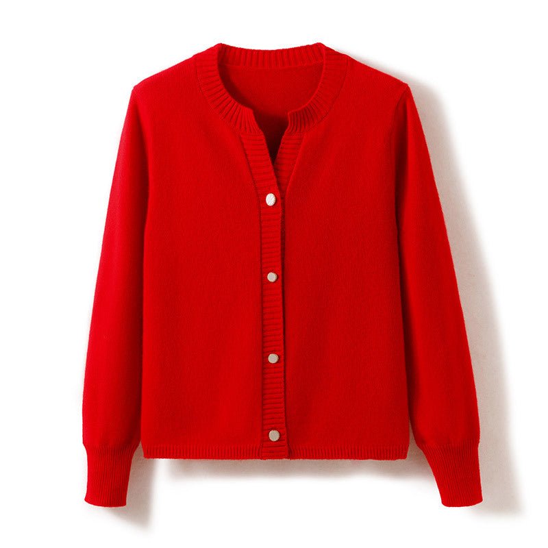 Womens Crew Neck Cashmere Cardigan Button - up Cashmere Sweater Coat