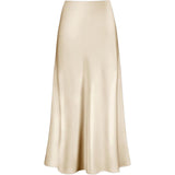 Womens Elegant Flow Silk Maxi Skirt High Waist Silk Dress
