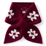 Womens Floral Knit Cashmere Scarf Bow Knot Cashmere Neck Warmer Angora Red M