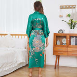 women's Flower Silk Kimono Robes Floral Printing  100% Silk Kimono