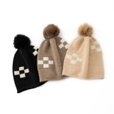 Womens Fur Pom Cashmere Knitted Beanie Cute Jacquard Cashmere Hat One Size Cashmere Hats