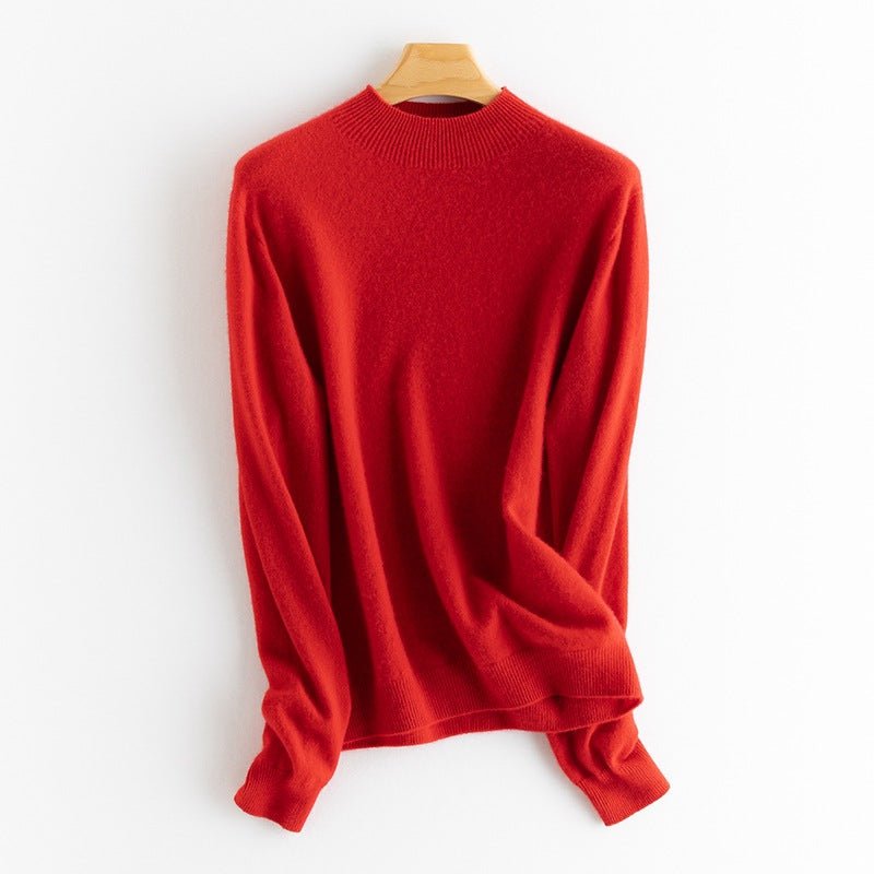 Women's Half Turtleneck Cashmere Sweater Basic Solid Knitted Cashmere Pullover - slipintosoft