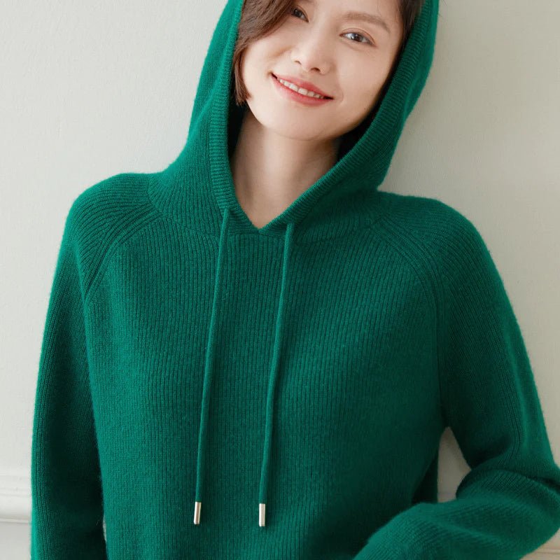 Women's Hoodie Cashmere Sweater Long Sleeve Cashmere Hooded Cashmere Sweater - slipintosoft