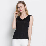 Women's Knitted V Neck Silk Sleeveless Tank Top T-Shirt Top - slipintosoft