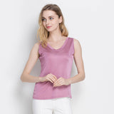 Women's Knitted V Neck Silk Sleeveless Tank Top T-Shirt Top - slipintosoft
